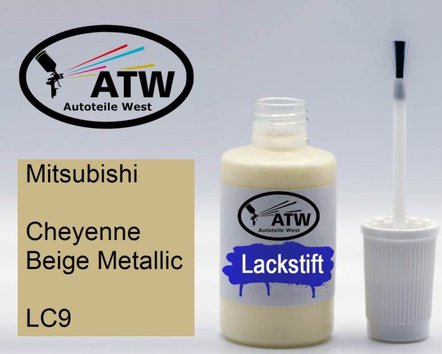 Mitsubishi, Cheyenne Beige Metallic, LC9: 20ml Lackstift, von ATW Autoteile West.